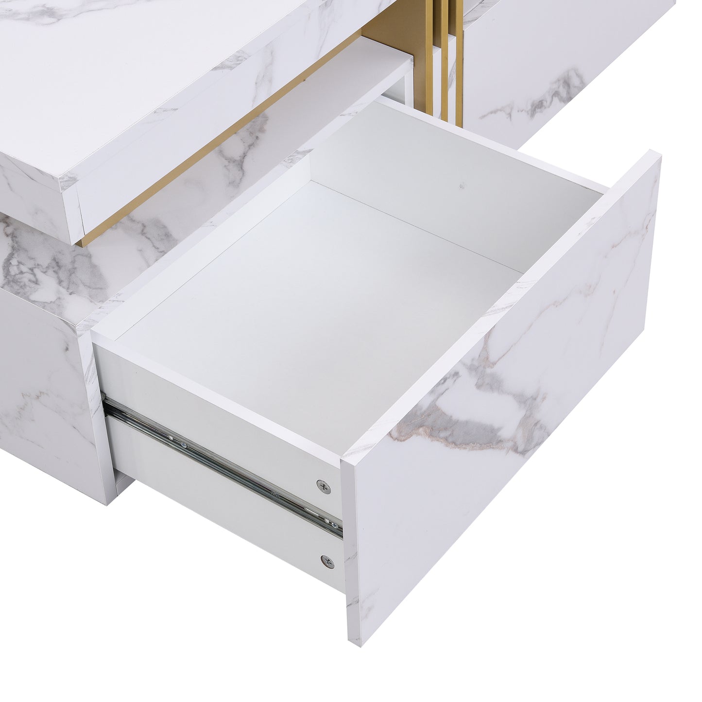 Modern White Square Storage Coffee Table with 4 Drawers