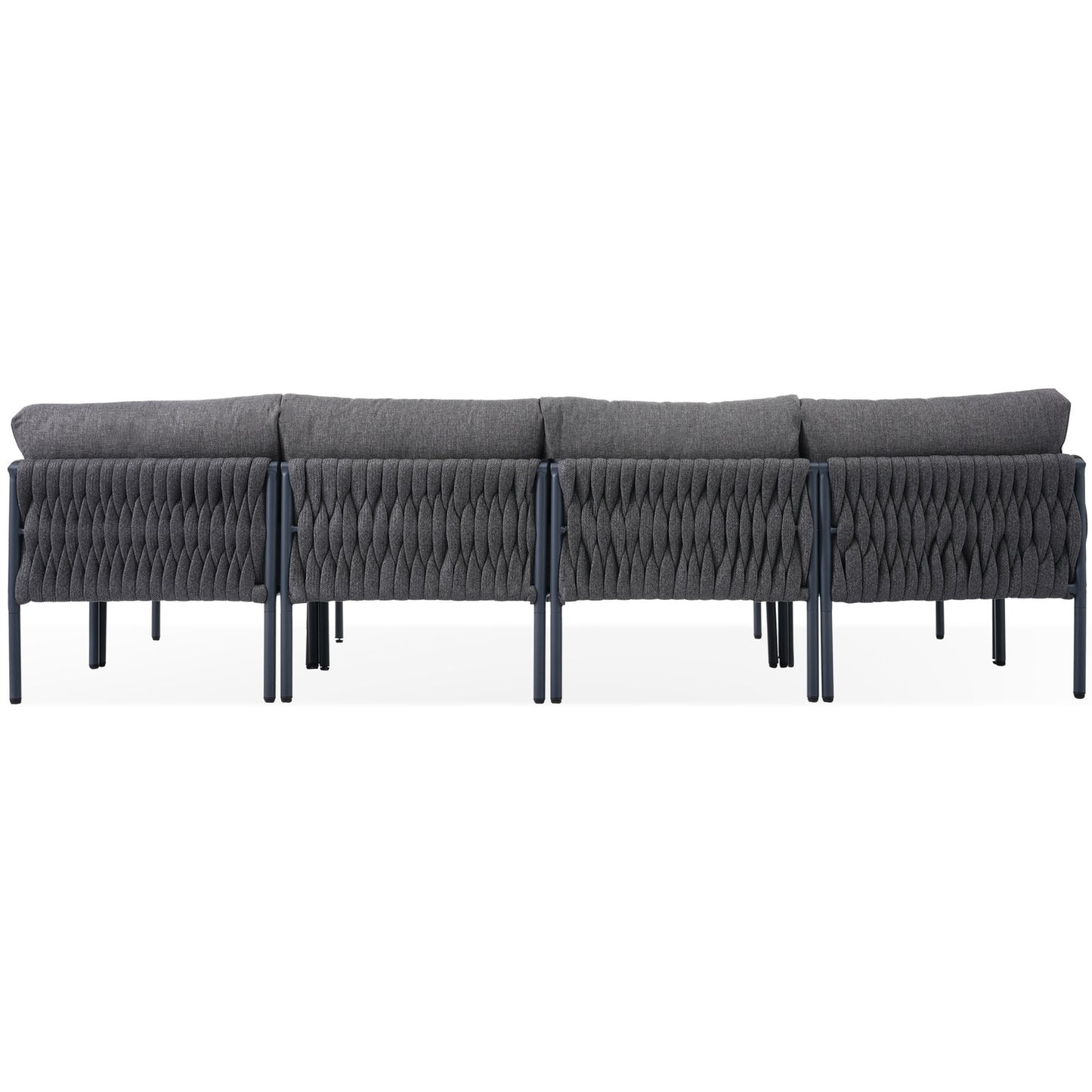 GO Ensemble de meubles de patio en aluminium 6 pièces, ensemble de conversation d'extérieur moderne en métal, canapé sectionnel avec coussins amovibles en oléfine très épais, coussin de 5,9 po, gris