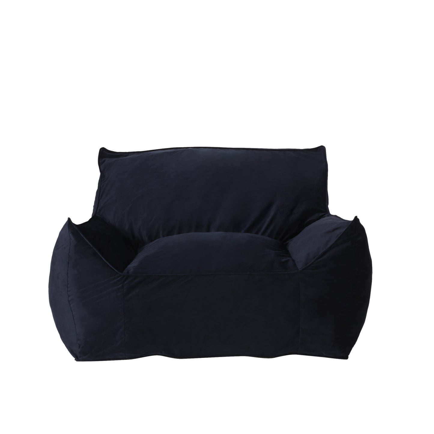 Allea Velveteen Bean Bag Chair with Armrests, Midnight Blue