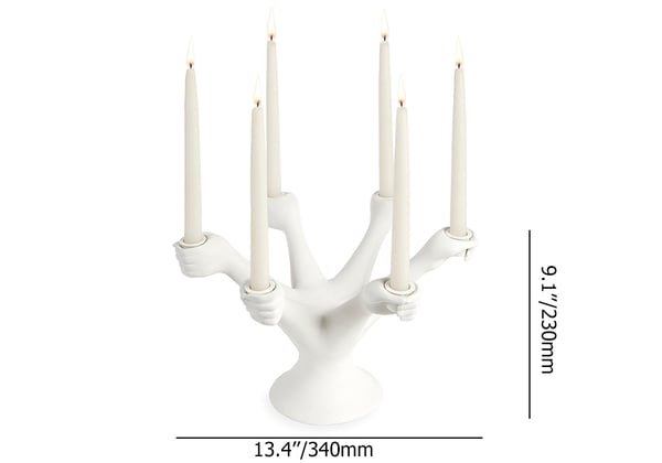 Grand candélabre en céramique blanche à 6 bras postmoderne, bougeoir créatif, décor porteur du flambeau