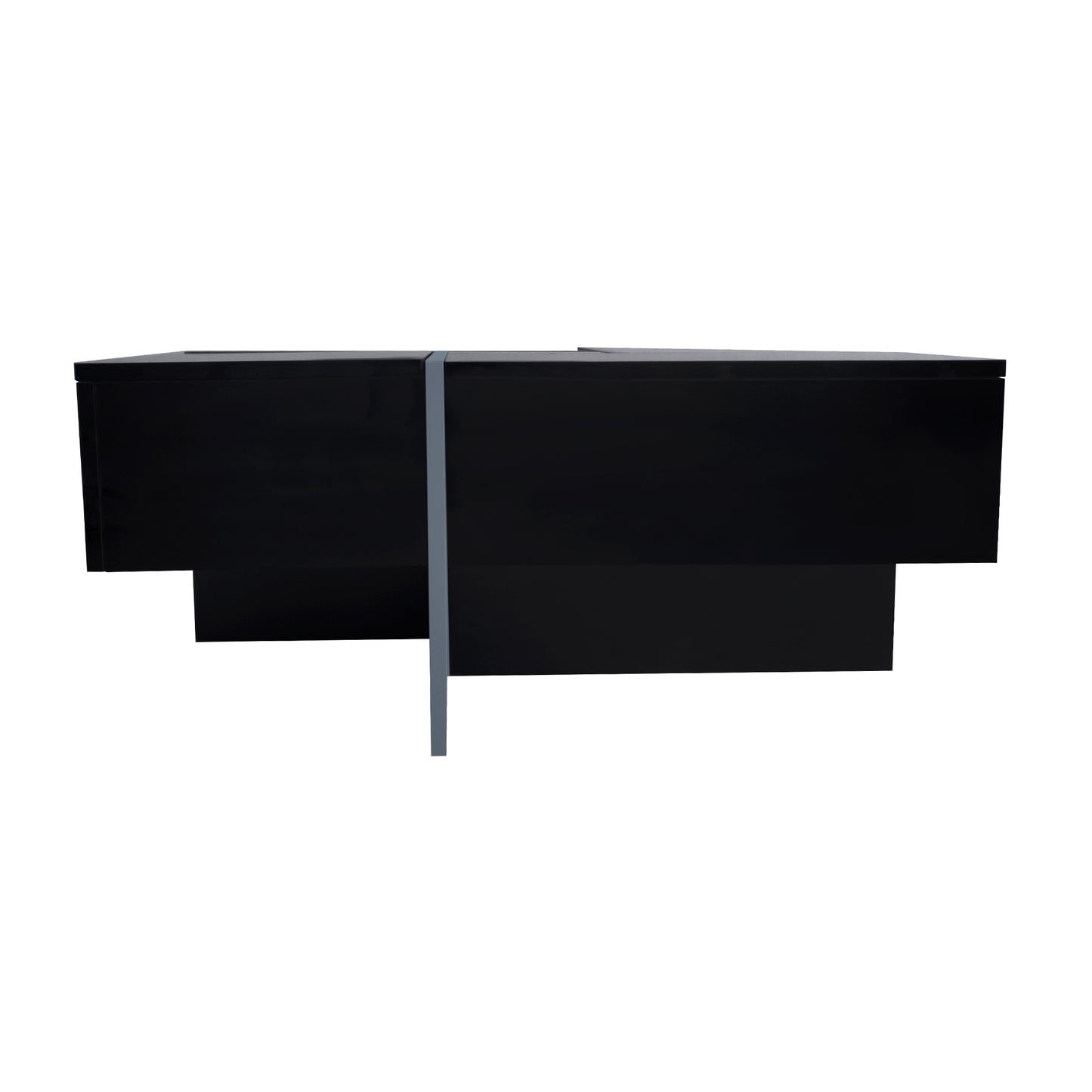 ON-TREND Unique Design Coffee Table with 4 Hidden Storage Compartments, Square Cocktail Table with Extendable Sliding Tabletop, UV High-gloss Design Center Table for Living Room, 31.5"x 31.5"