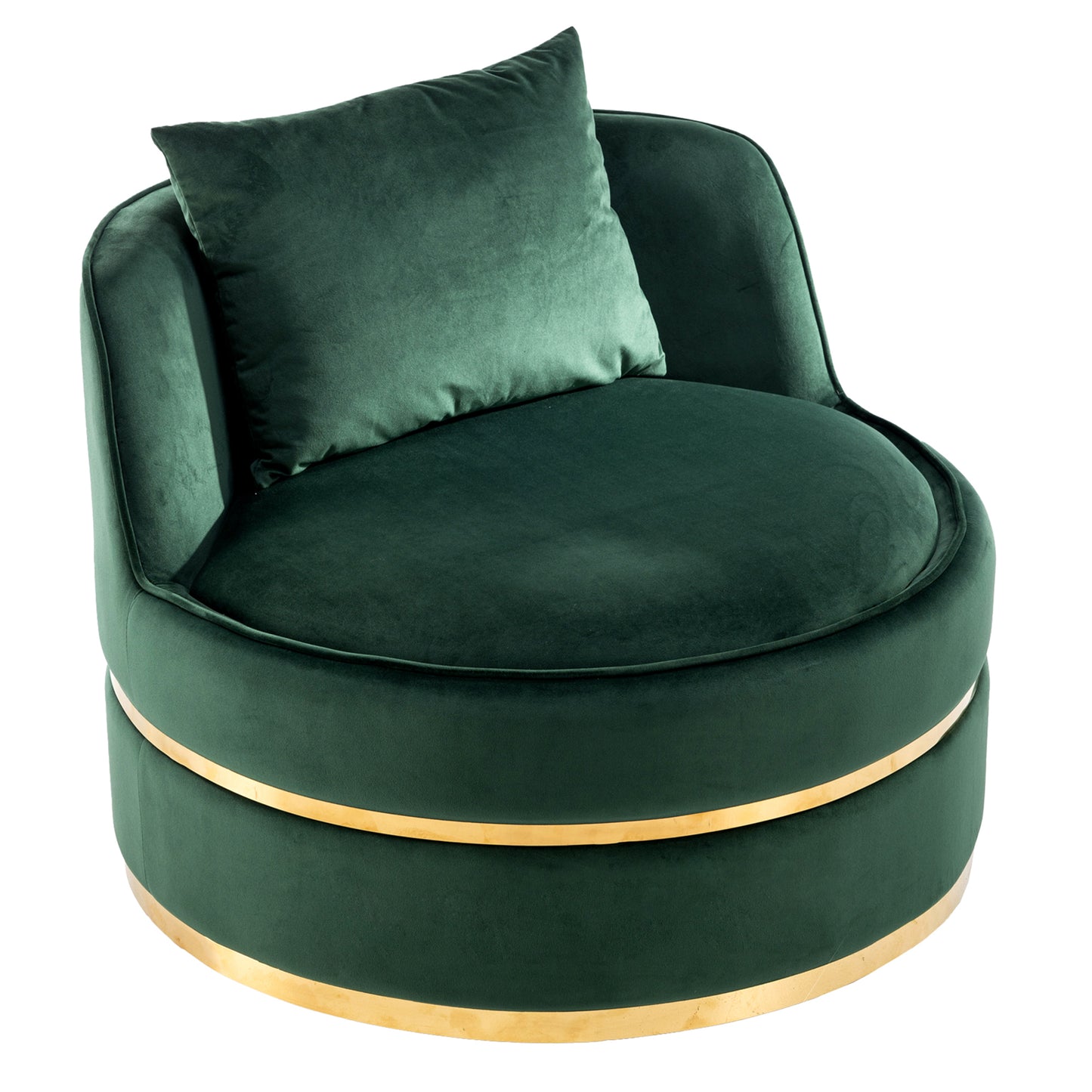 360 Degree Swivel Accent Chair Velvet Modern Upholstered Barrel Chair Over-Sized Soft Chair with Seat Cushion for Living Room, Bedroom, Office, Apartment, Green