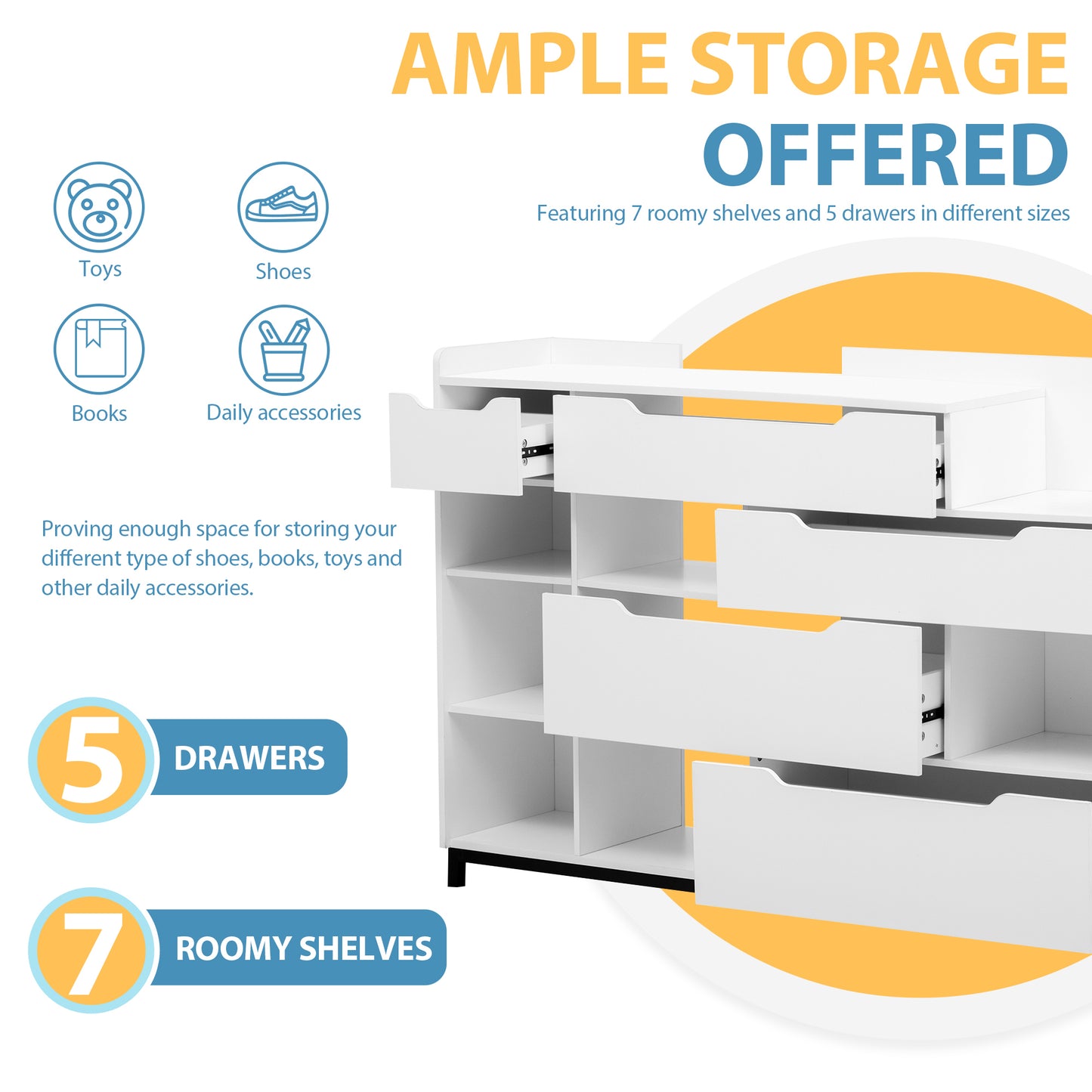 U-Can Shoe Storage Cabinet for Entryway with Drawers and Shelves, Modern Shoe Organizer Cabinet, Free Standing Shoe Rack for Hallway, Living Room