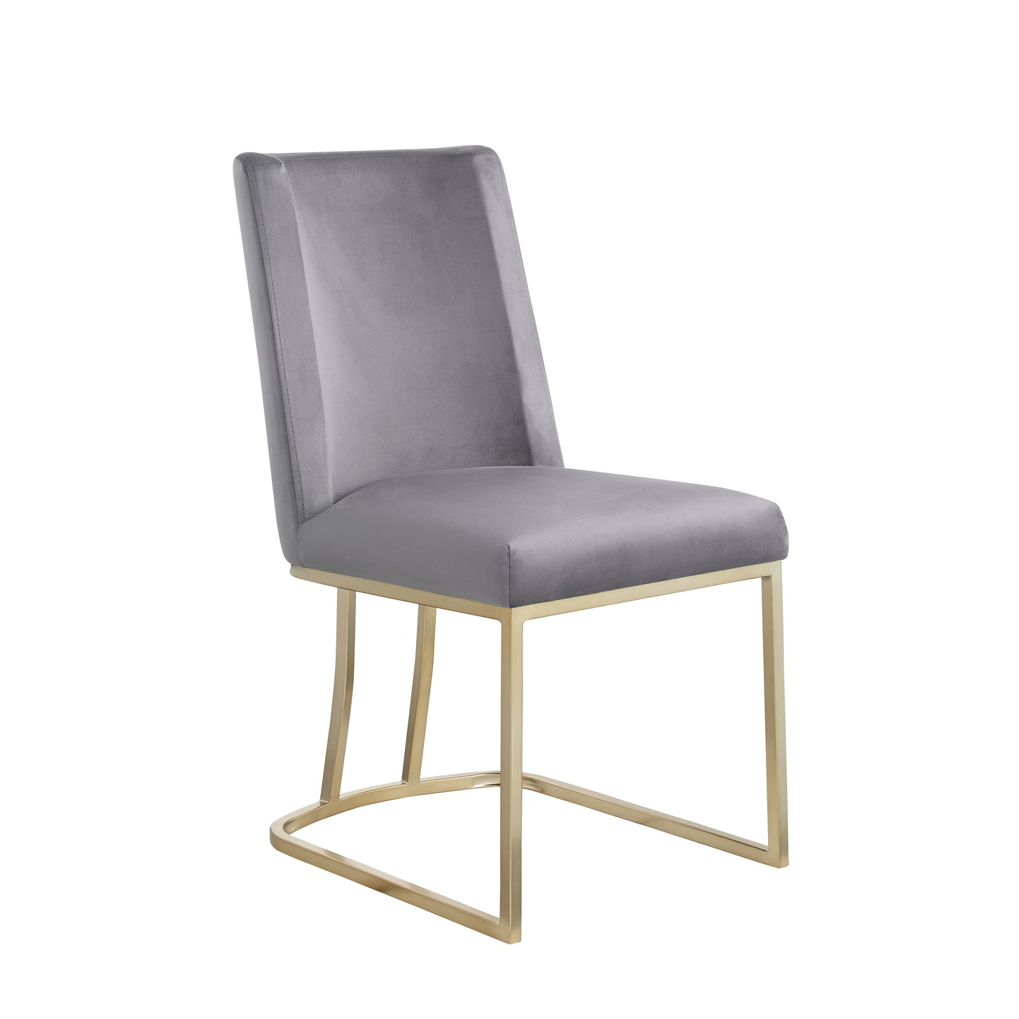 Velvet Upholstered Dining Chairs with Gold Metal Legs - Gray Side Chairs (Set of 2)