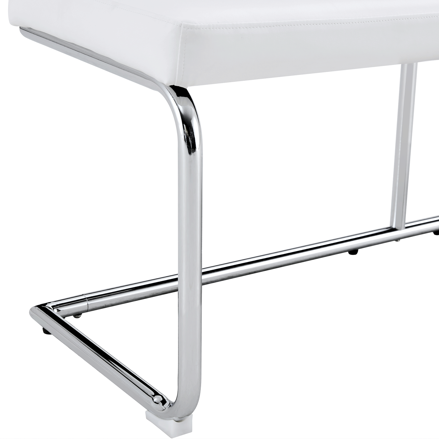 Versatile White Shoe Changing Stool with Silver Metal Legs Multi-Purpose for Entryway and Bedroom