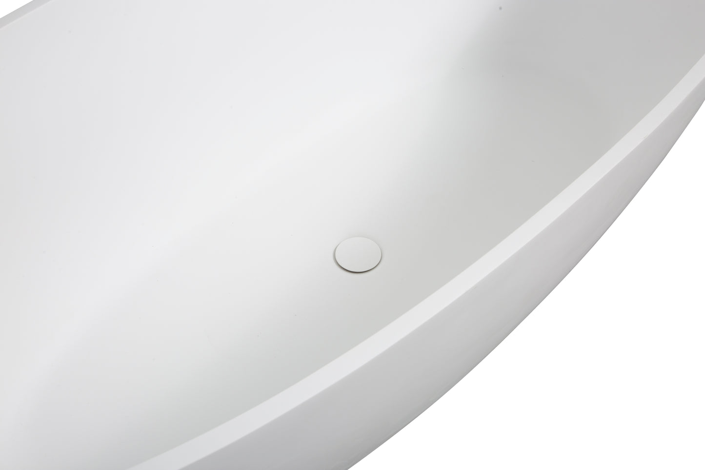 Luxury 65" Freestanding Solid Surface Bathtub – Handcrafted Stone Resin with Overflow & Pop-Up Drain in Matte White