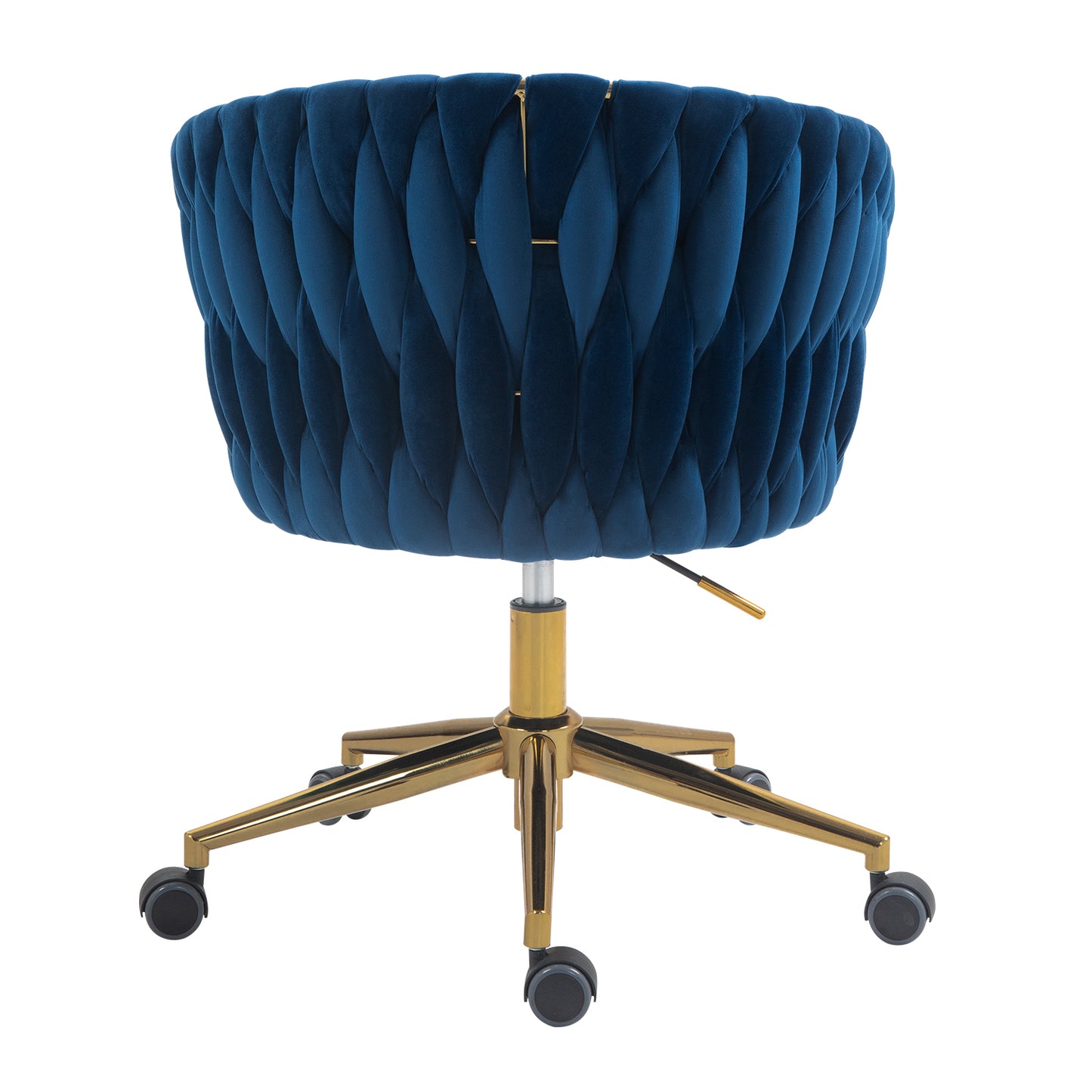 Design moderne, le dossier est une chaise de bureau tissée à la main, des chaises de coiffeuse avec roulettes, réglable en hauteur, pivotant à 360° pour la chambre à coucher, le salon (BLEU)