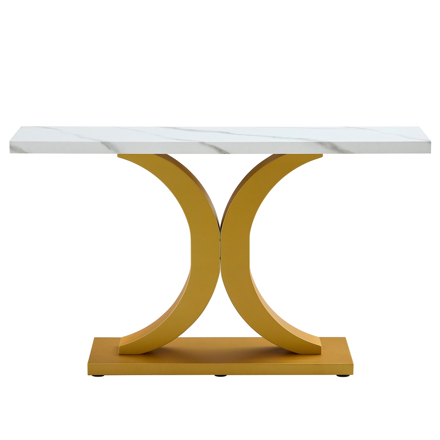 Chic Minimalist Foyer Table with White Surface and Gold Base - Ideal for Entryways