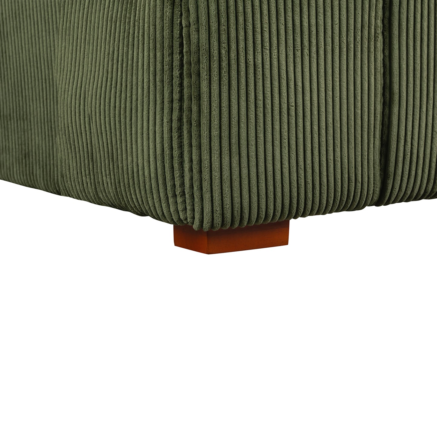 103.9" Modern Couch Corduroy Fabric Comfy Sofa with Rubber Wood Legs, 4 Pillows for Living Room, Bedroom, Office, Green