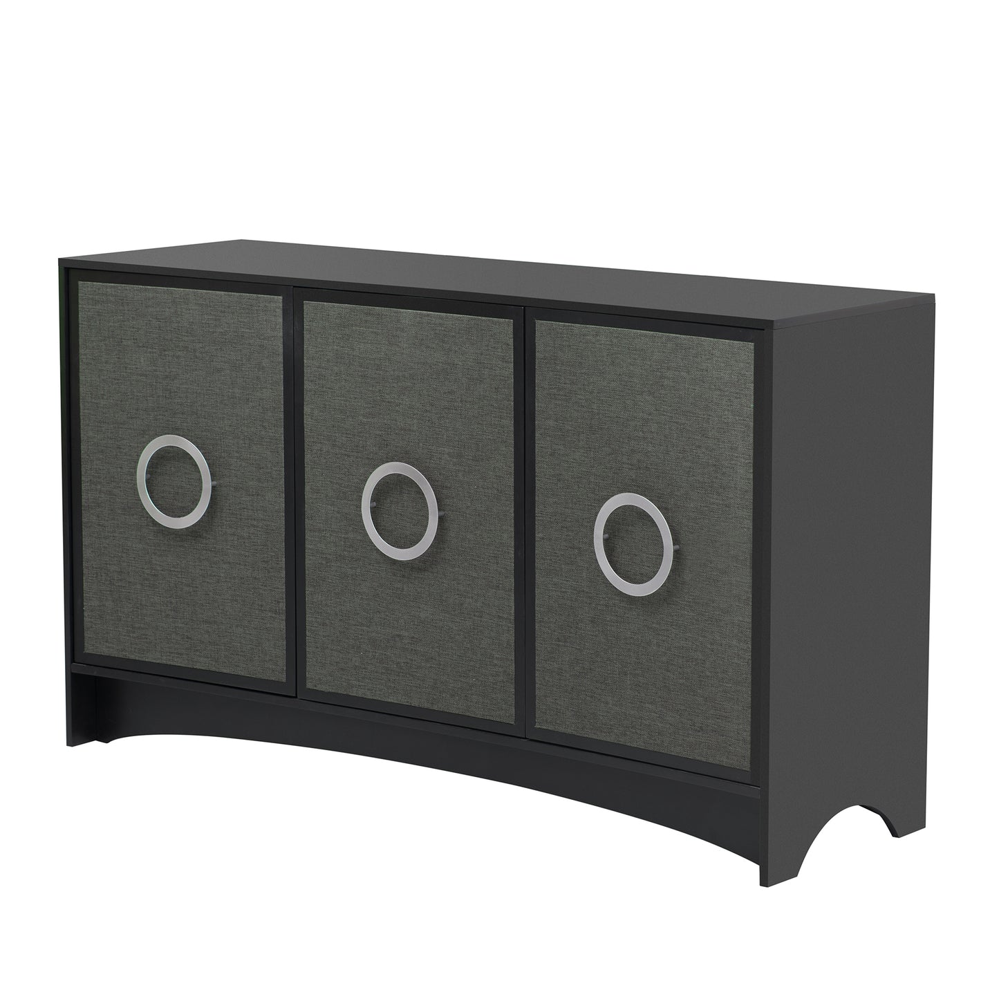 Functional Storage Cabinet with Curved Design, Three Doors, and Adjustable Shelves - Great for Corridors and Studies