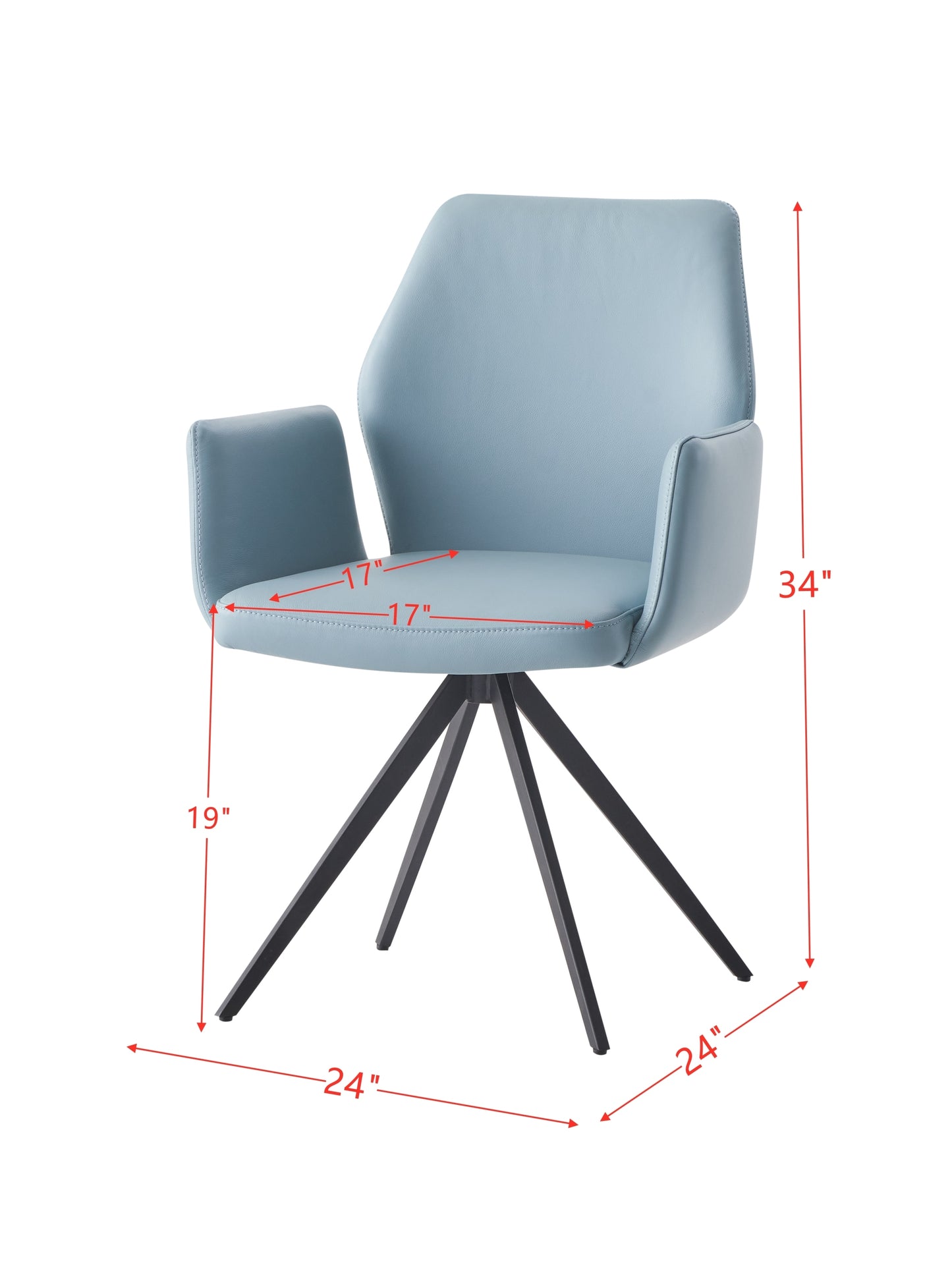 ACME Segismunda Side Chair w/Swivel, Light Blue Leather & Black Finish DN02403