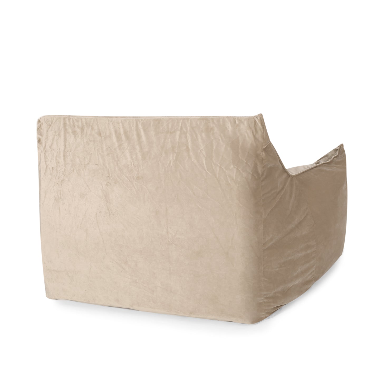 Allea Velveteen Bean Bag Chair with Armrests, Taupe