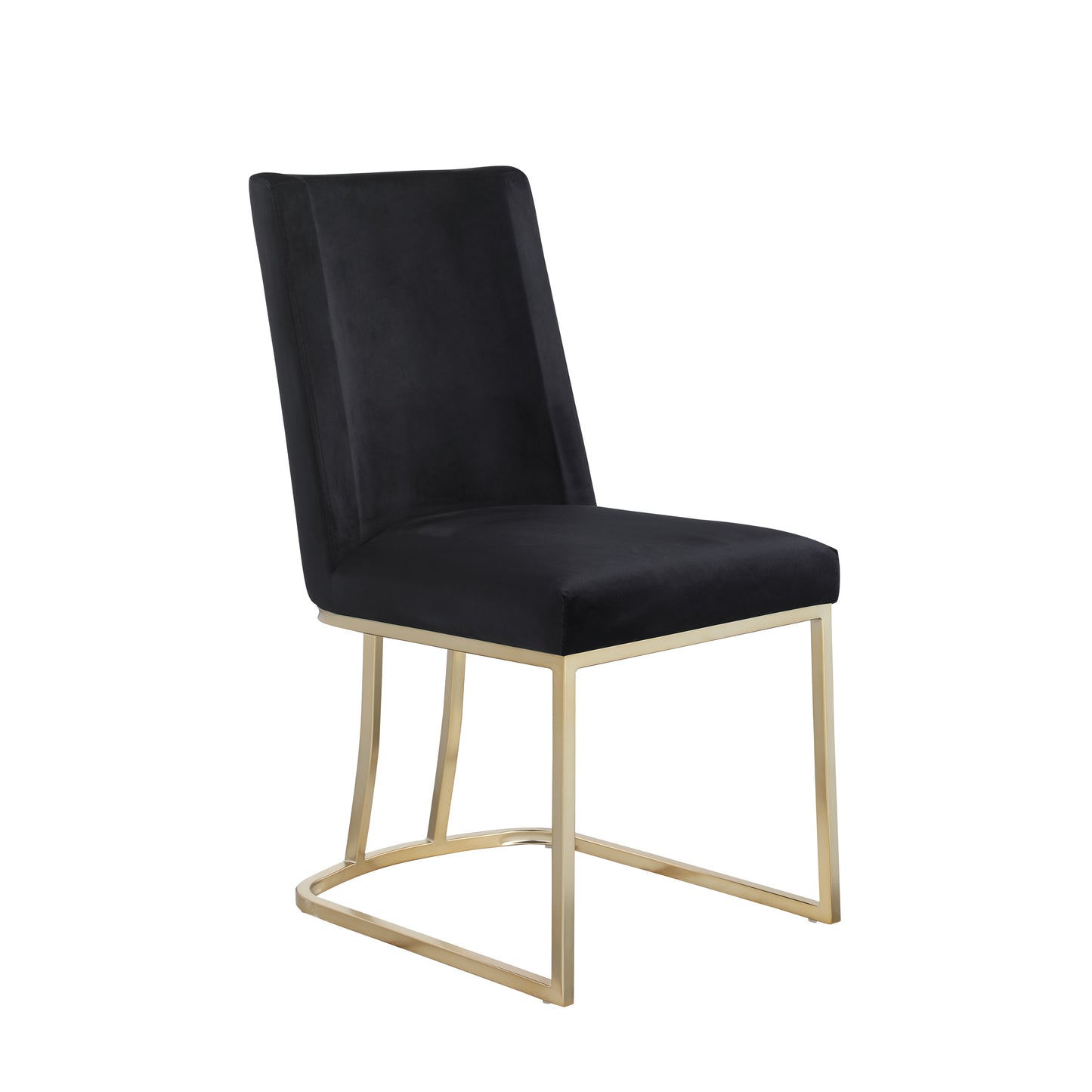 Velvet Upholstered Dining Chairs with Gold Metal Legs - Black Side Chairs (Set of 2)