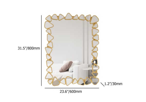 31.5" x 23.6" Modern Large Gold Rectangle Irregular Pebble Wall Mirror Decor Living Room