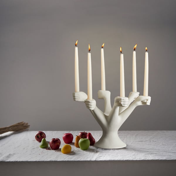 Postmodern 6 Arm Large White Ceramic Candelabra Candle Holder Creative Torchbearer Decor