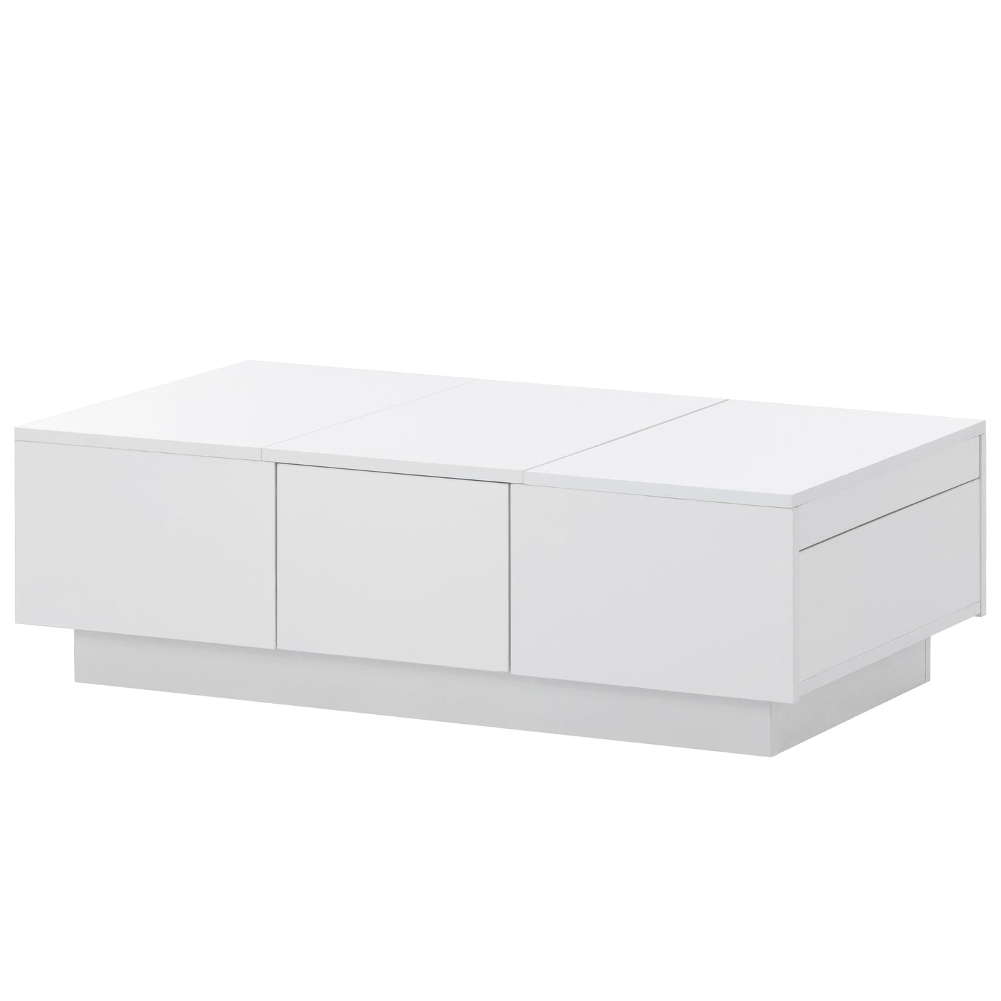 [VIDÉO fournie] Table basse ON-TREND avec 2 grands compartiments de rangement cachés, table de cocktail extensible avec 2 tiroirs, table centrale brillante avec plateau coulissant pour le salon, 39,3" x 21,6", blanc