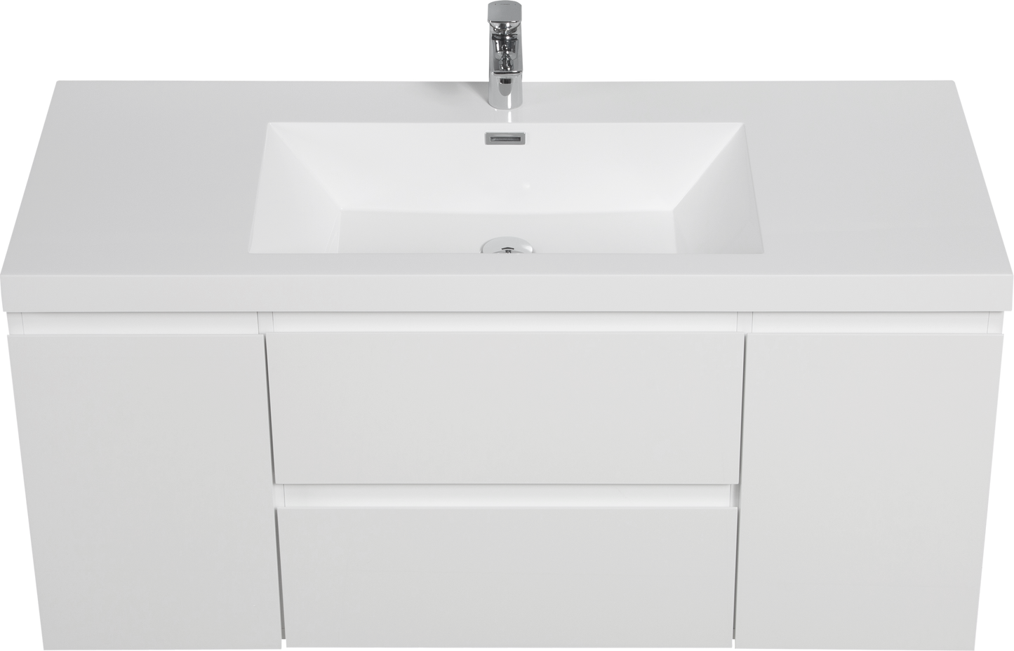 48" Floating Bathroom Vanity with Sink, Modern Wall-Mounted Bathroom Storage Vanity Cabinet with Resin Top Basin and Soft Close Drawers, Glossy White