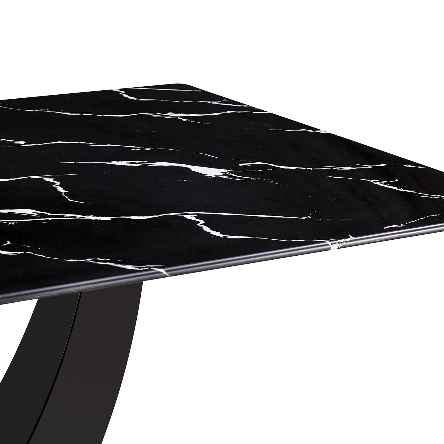 Stylish Rectangular Dining Table with Luxurious Black Imitation Marble Texture - Versatile Desk for Home