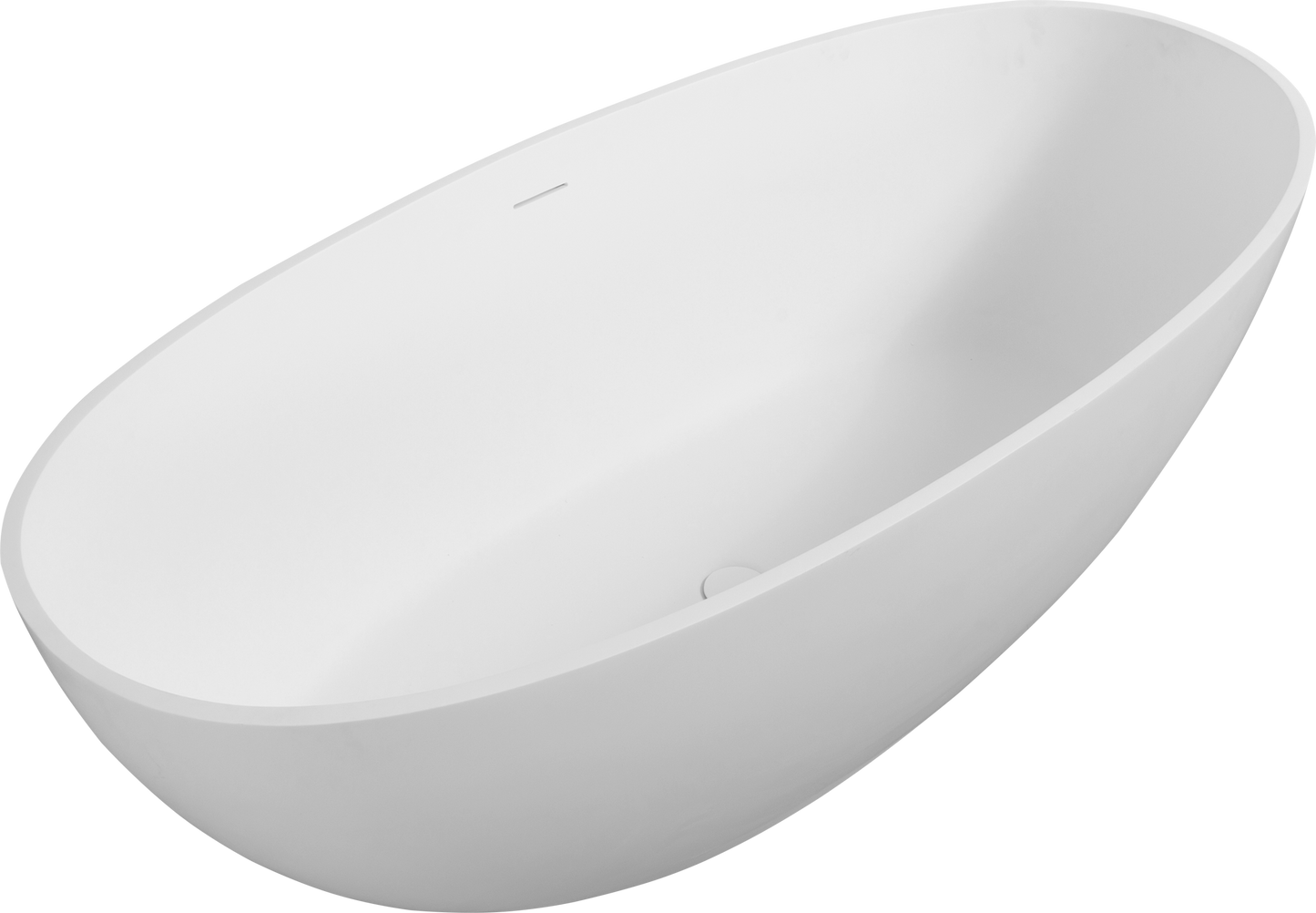 Luxury 65" Freestanding Solid Surface Bathtub – Handcrafted Stone Resin with Overflow & Pop-Up Drain in Matte White