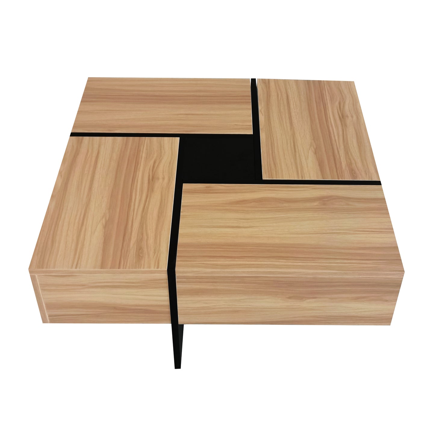 ON-TREND Unique Design Coffee Table with 4 Hidden Storage Compartments, Square Cocktail Table with Extendable Sliding Tabletop, UV High-gloss Design Center Table for Living Room, 31.5"x 31.5"