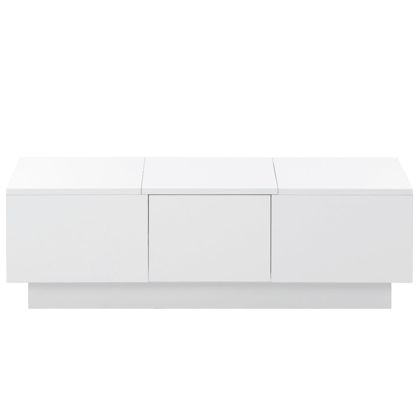 [VIDEO provided] ON-TREND Coffee Table with 2 large Hidden Storage Compartment, Extendable Cocktail Table with 2 Drawers, High-gloss Center Table with Sliding Top for Living Room, 39.3"x21.6", White