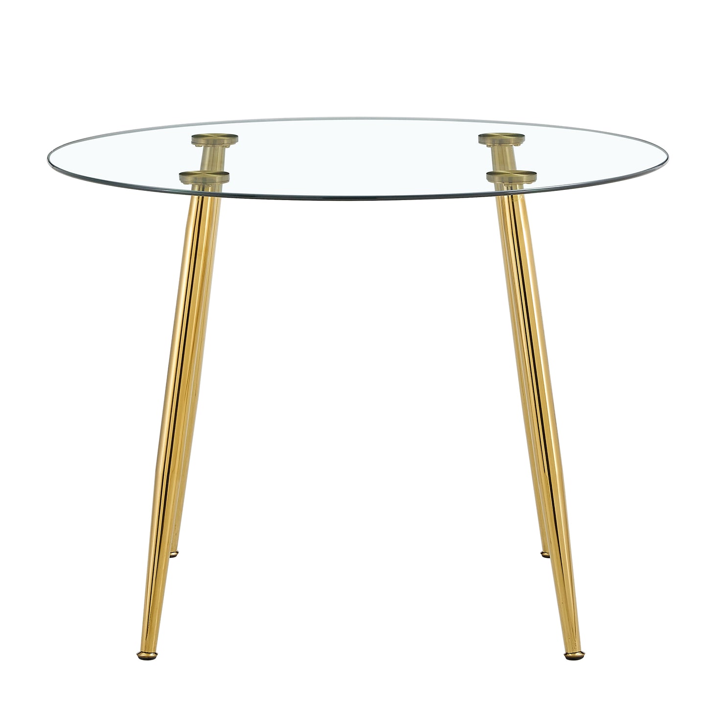 Elegant 40-Inch Round Glass Dining Table with Gold Plated Legs - Modern Minimalist Design