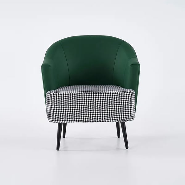 Modern Houndstooth Accent Chair Arm Chair in Green with Linen Upholstery