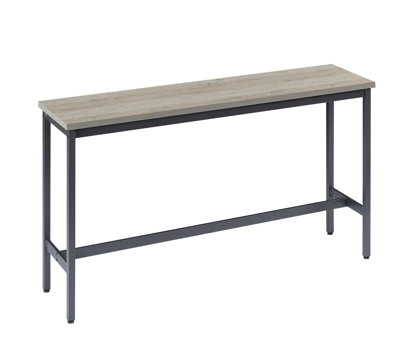 Ensemble de table de bar longue avec 3 tabourets de bar rembourrés en PU, table de bar industrielle et chaises pour table de petit-déjeuner de cuisine, salon, salle de banquet, gris rustique et noir, 63"L x 15,7"l x 37,5"H