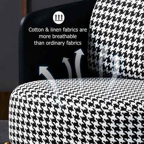 Modern Houndstooth Accent Chair with Linen Upholstery for Living Room