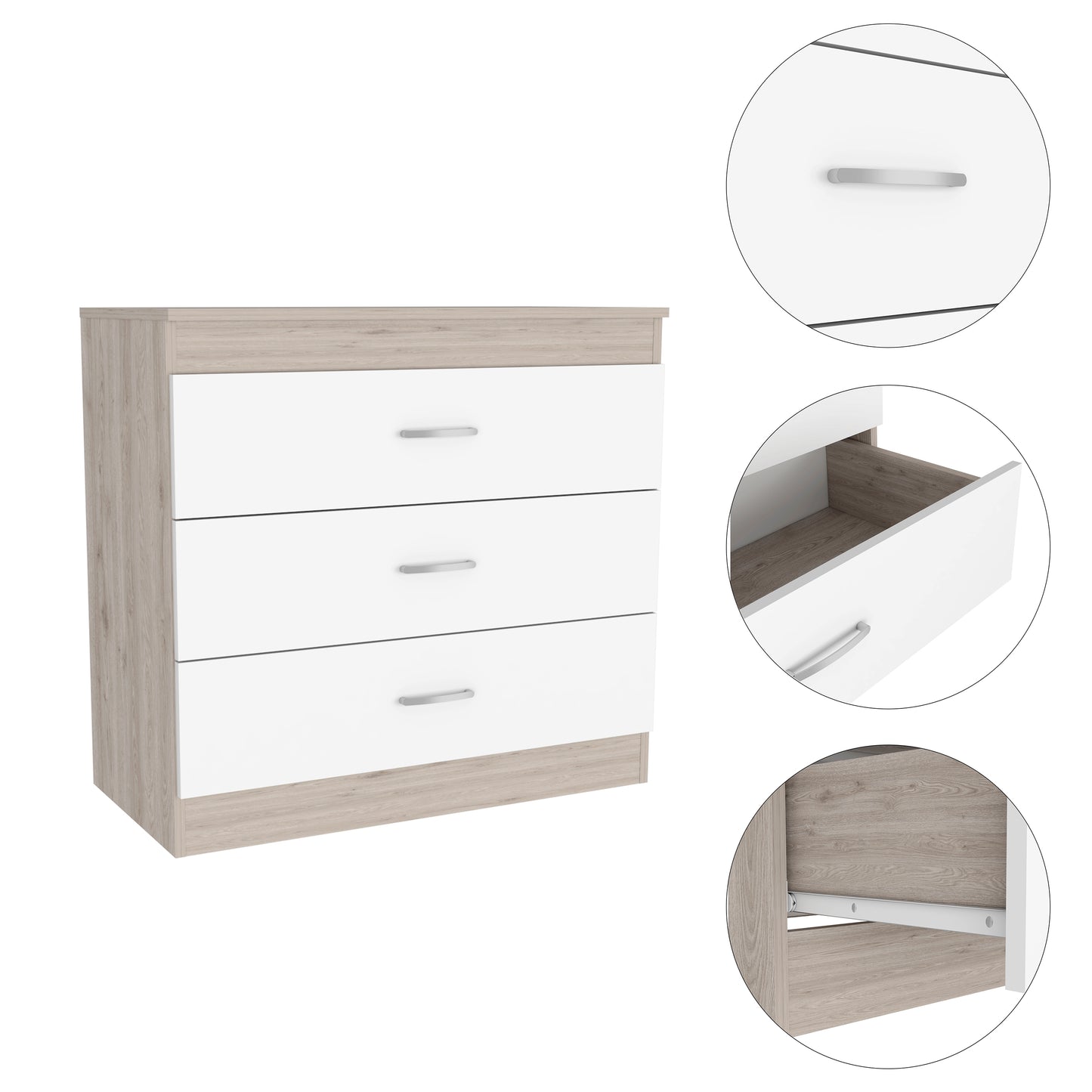 Bethage 3-Drawer Dresser White