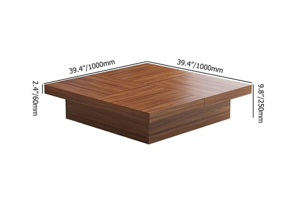 Square Coffee Table Sliding Top with Storage in Walnut