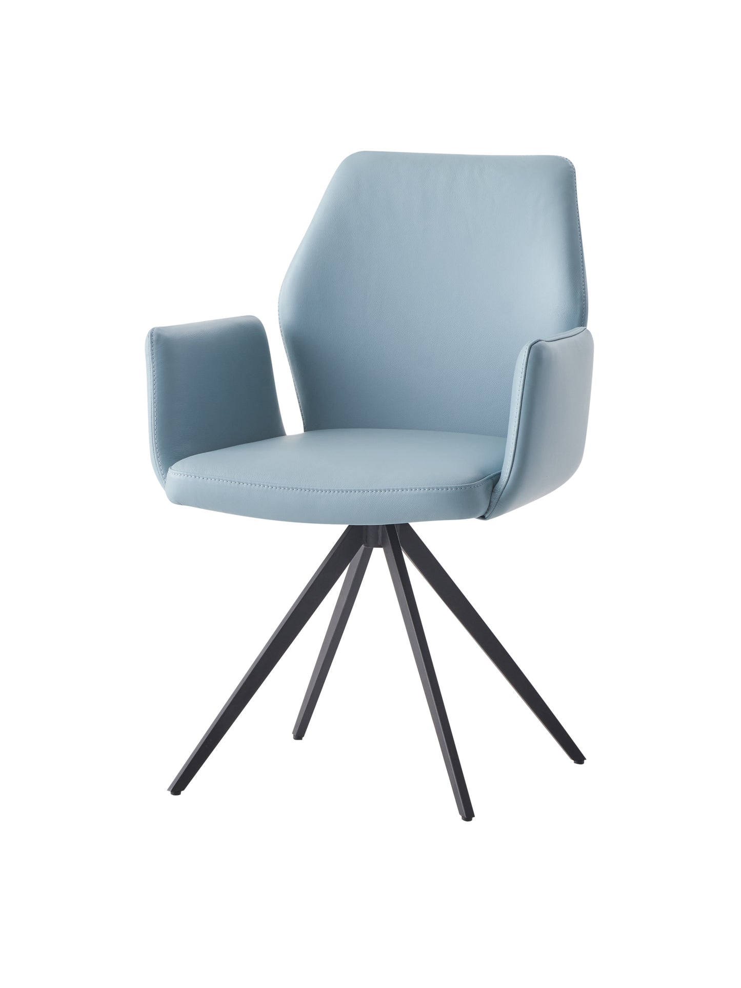 ACME Segismunda Side Chair w/Swivel, Light Blue Leather & Black Finish DN02403