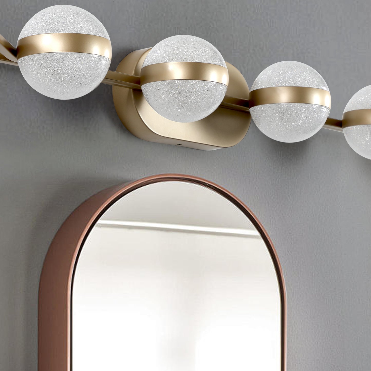 Champagne Gold Bathroom Vanity Light - 6-Bulb LED Wall Mounted Fixture with Stylish Acrylic Shades