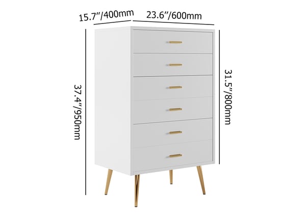 Modern Wood Dresser with 4 Drawers in White Storage Chest for Bedroom