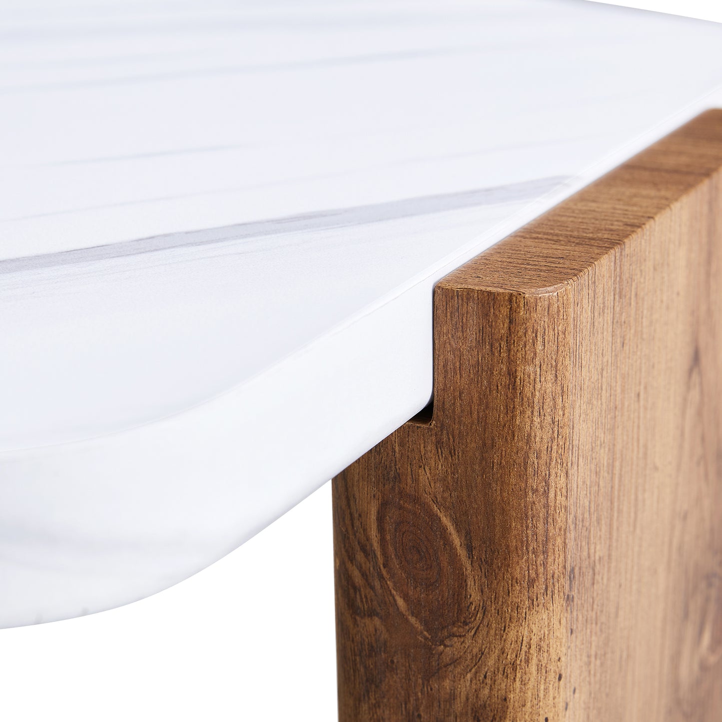 Stylish MDF Coffee Table - White Tabletop with Wooden Legs, Ideal for Living Spaces and Guest Rooms