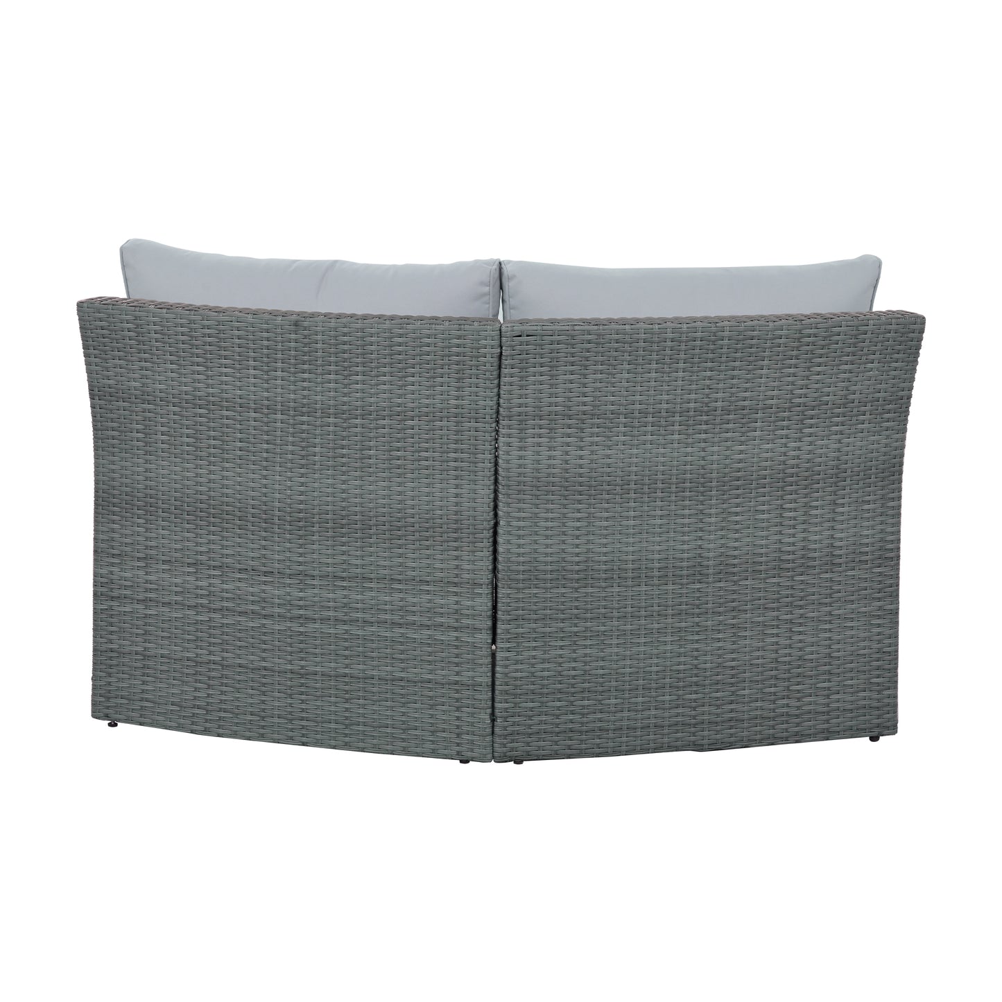 TOPMAX Ensemble de canapé d'extérieur sectionnel demi-rond en rotin 10 pièces, ensemble de meubles de conversation en osier PE pour combinaison gratuite, gris clair