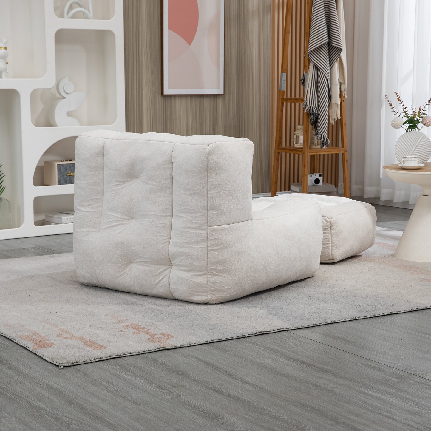 Fauteuil poire moelleux, pouf confortable pour adultes et enfants, fauteuil poire super doux avec mousse à mémoire de forme et pouf, fauteuil poire intérieur moderne pour salon, chambre à coucher, appartement