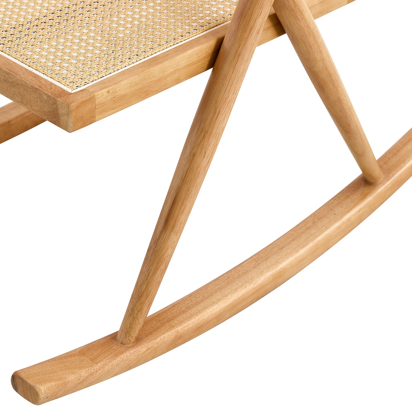 Elegant Solid Wood Rocking Chair with Imitation Rattan - Ideal for Indoor and Outdoor Relaxation