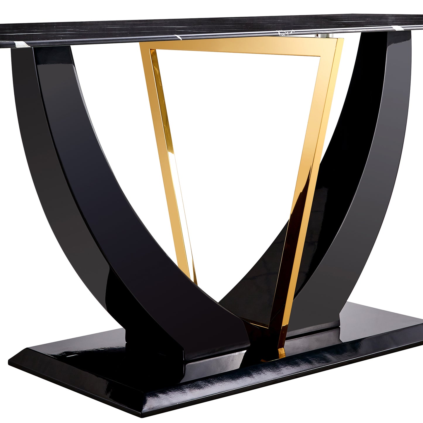 Stylish Rectangular Dining Table with Luxurious Black Imitation Marble Texture - Versatile Desk for Home