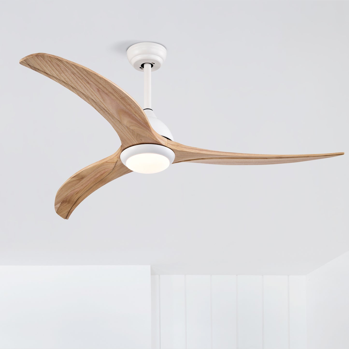 52" Matte White Ceiling Fan with Light & Remote Control - Noiseless Reversible Motor for Indoor/Outdoor Use