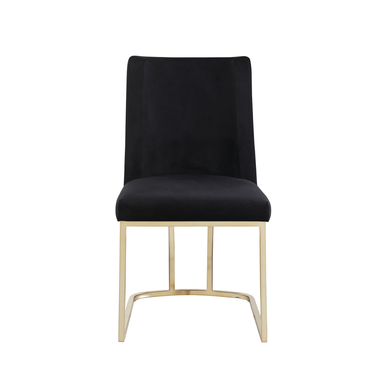 Velvet Upholstered Dining Chairs with Gold Metal Legs - Black Side Chairs (Set of 2)