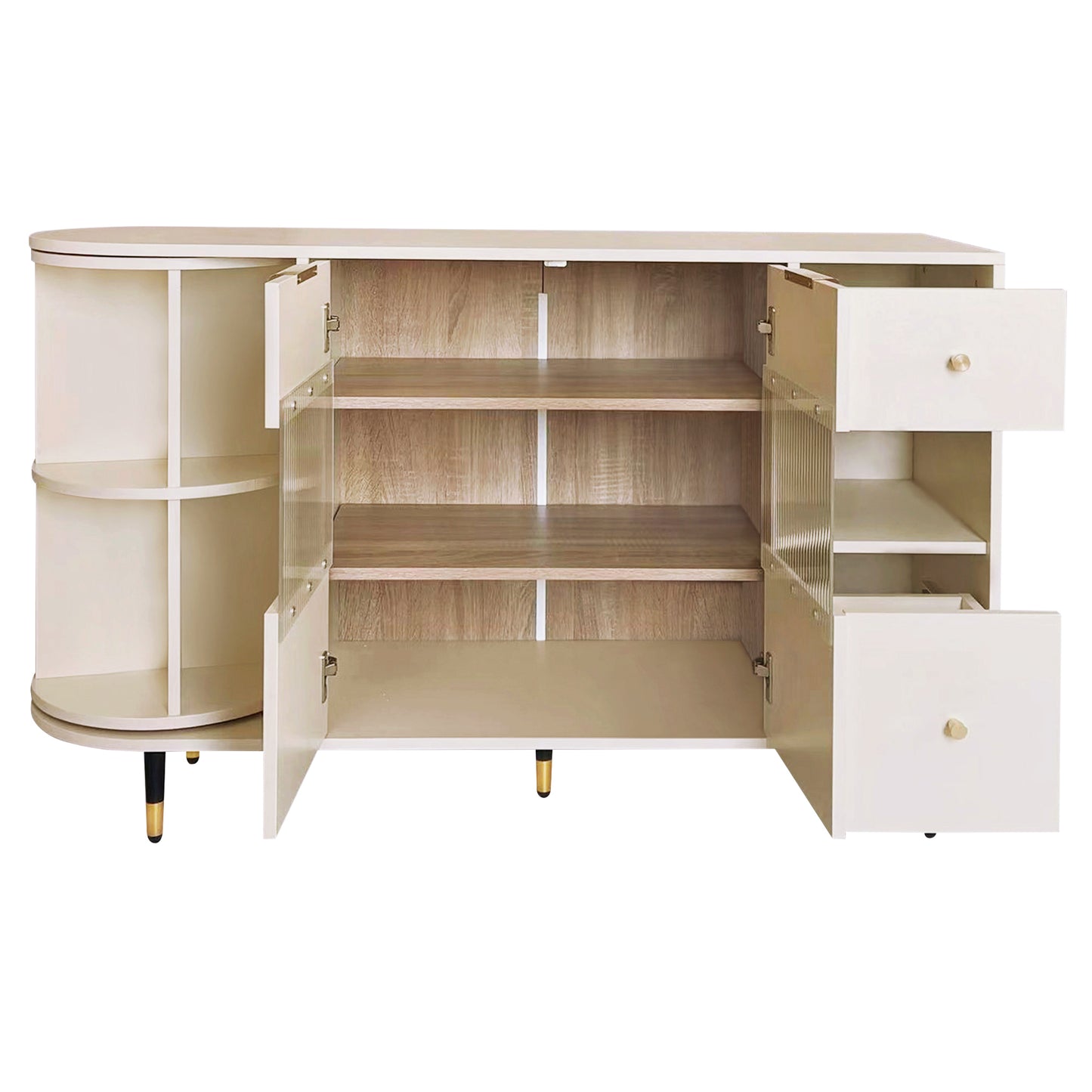 U_STYLE   Rotating Storage Cabinet with 2 Doors and 2 Drawers, Suitable for Living Room, Study, and Balcony