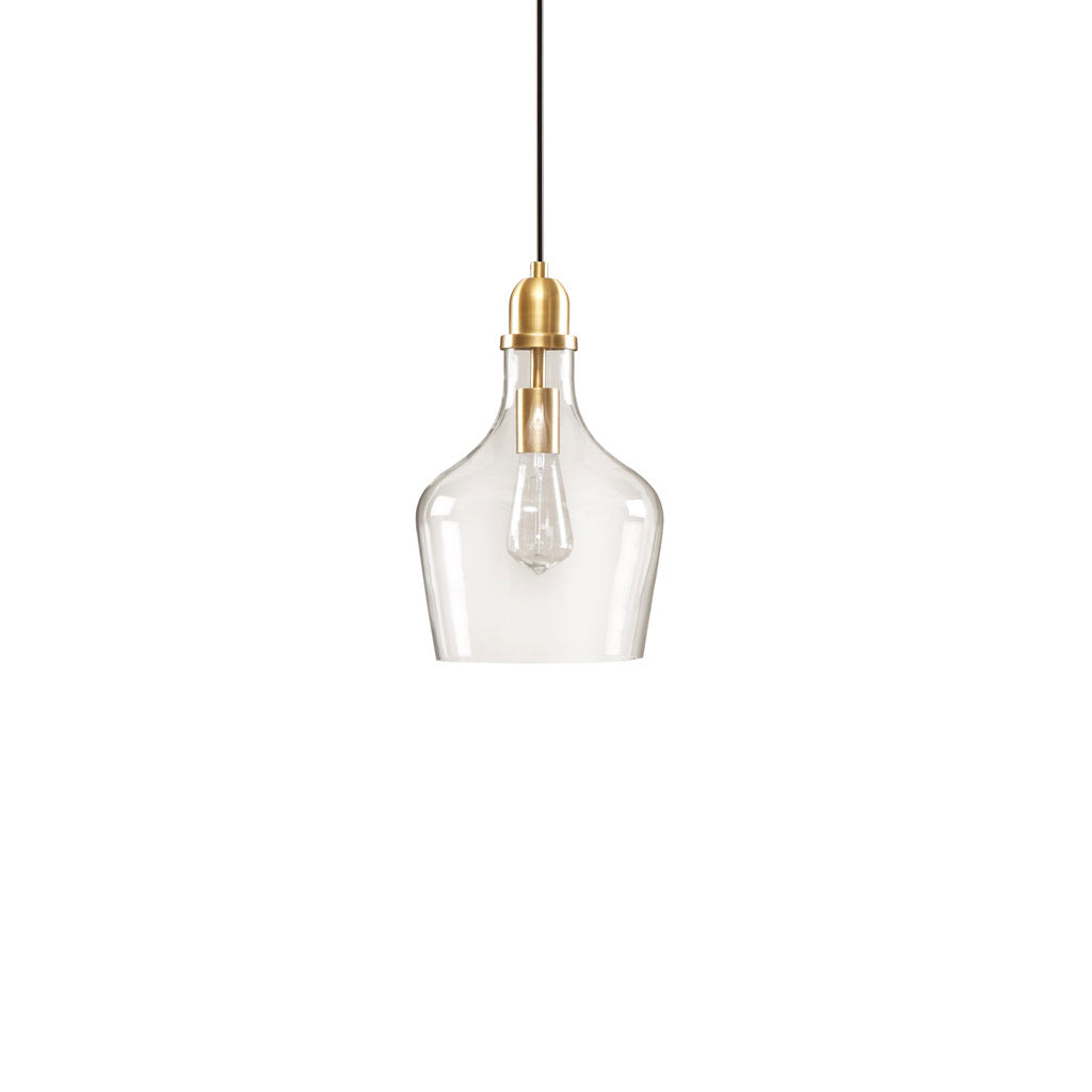 Bell Shaped Glass Pendant In Gold Finish