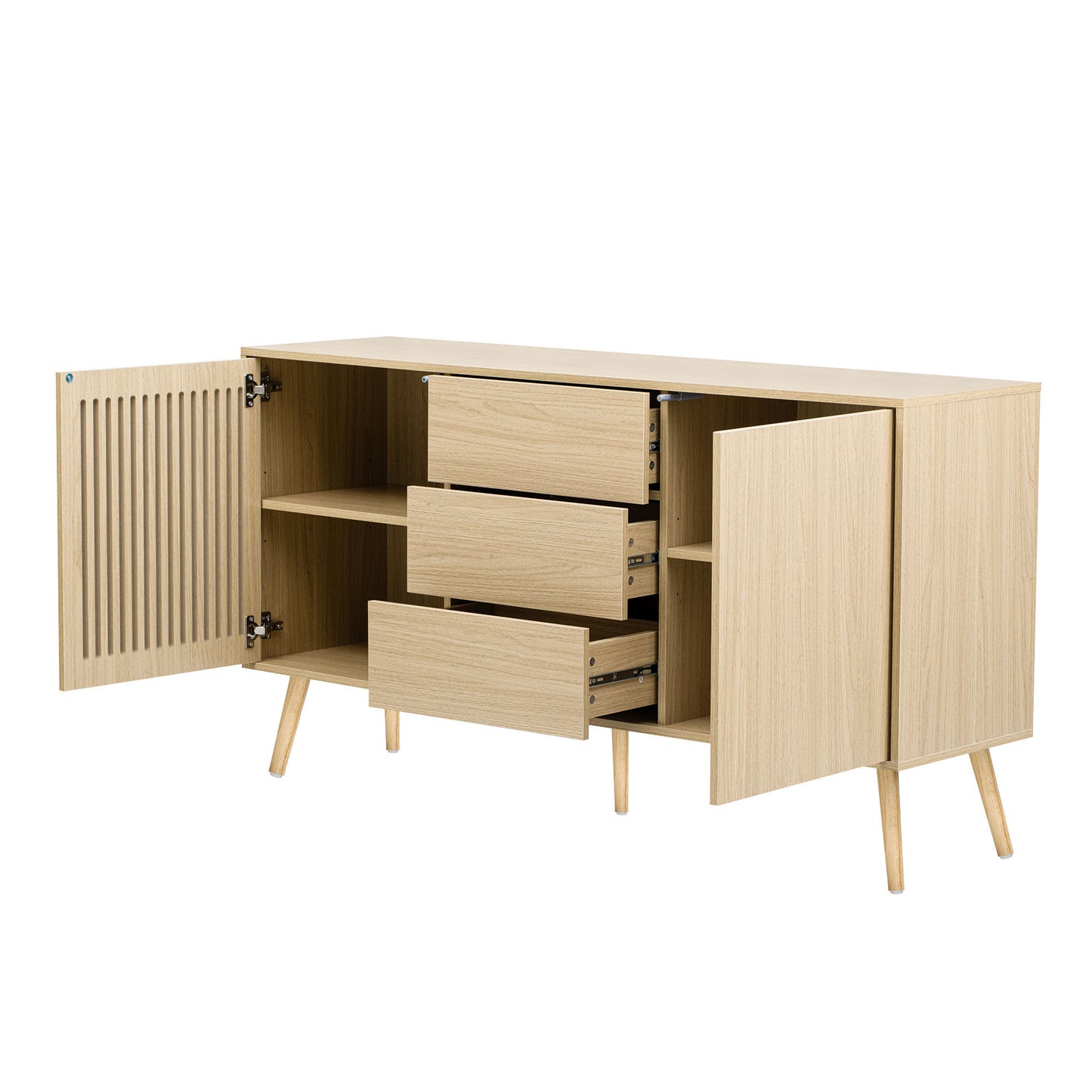 U_Style Modern Cabinet with 2 Doors and 3 Drawers, Suitable for Living Rooms, Studies, and Entrances.