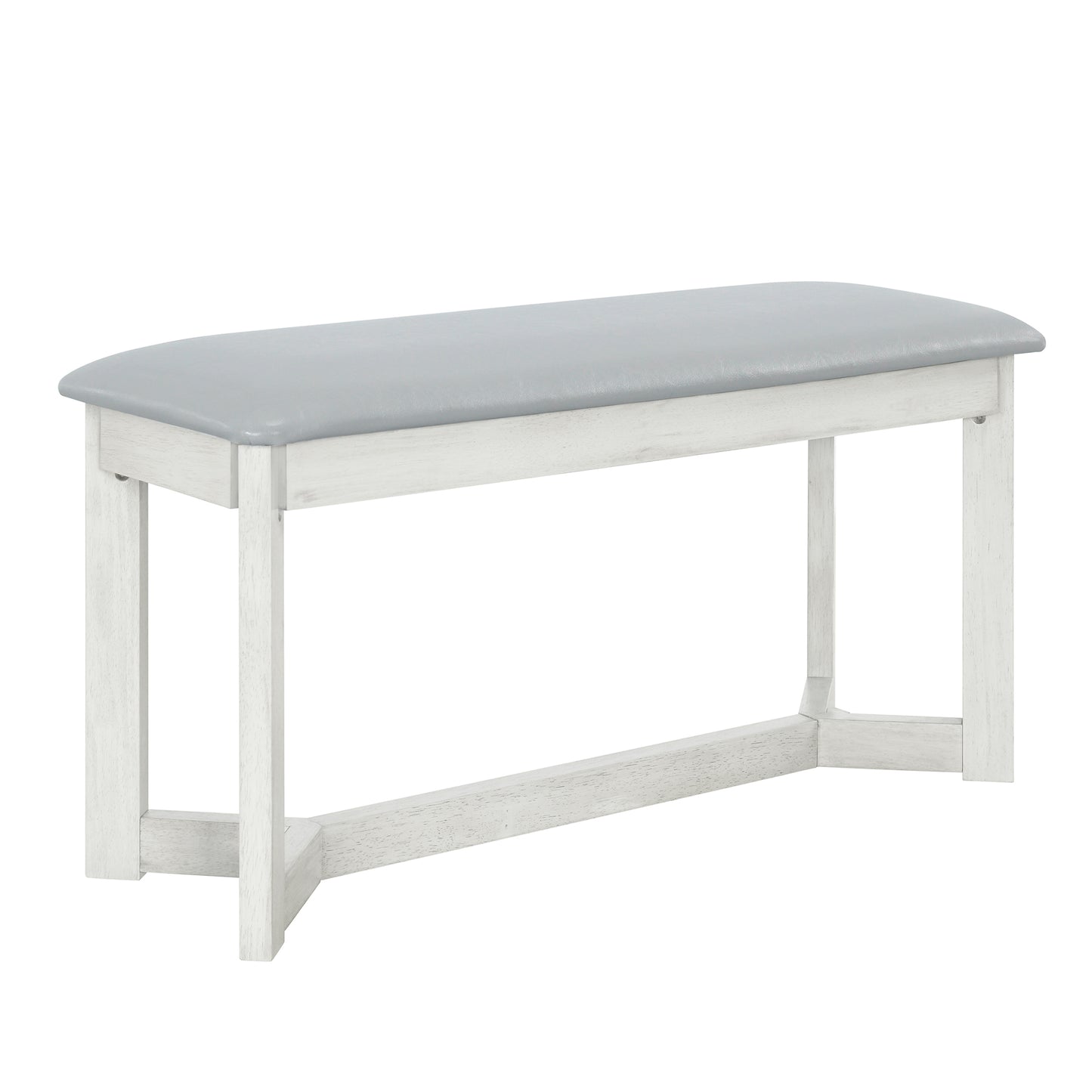 TOPMAX Farmhouse Ensemble de table de salle à manger en bois 6 pièces avec 4 chaises et banc rembourrés Gris