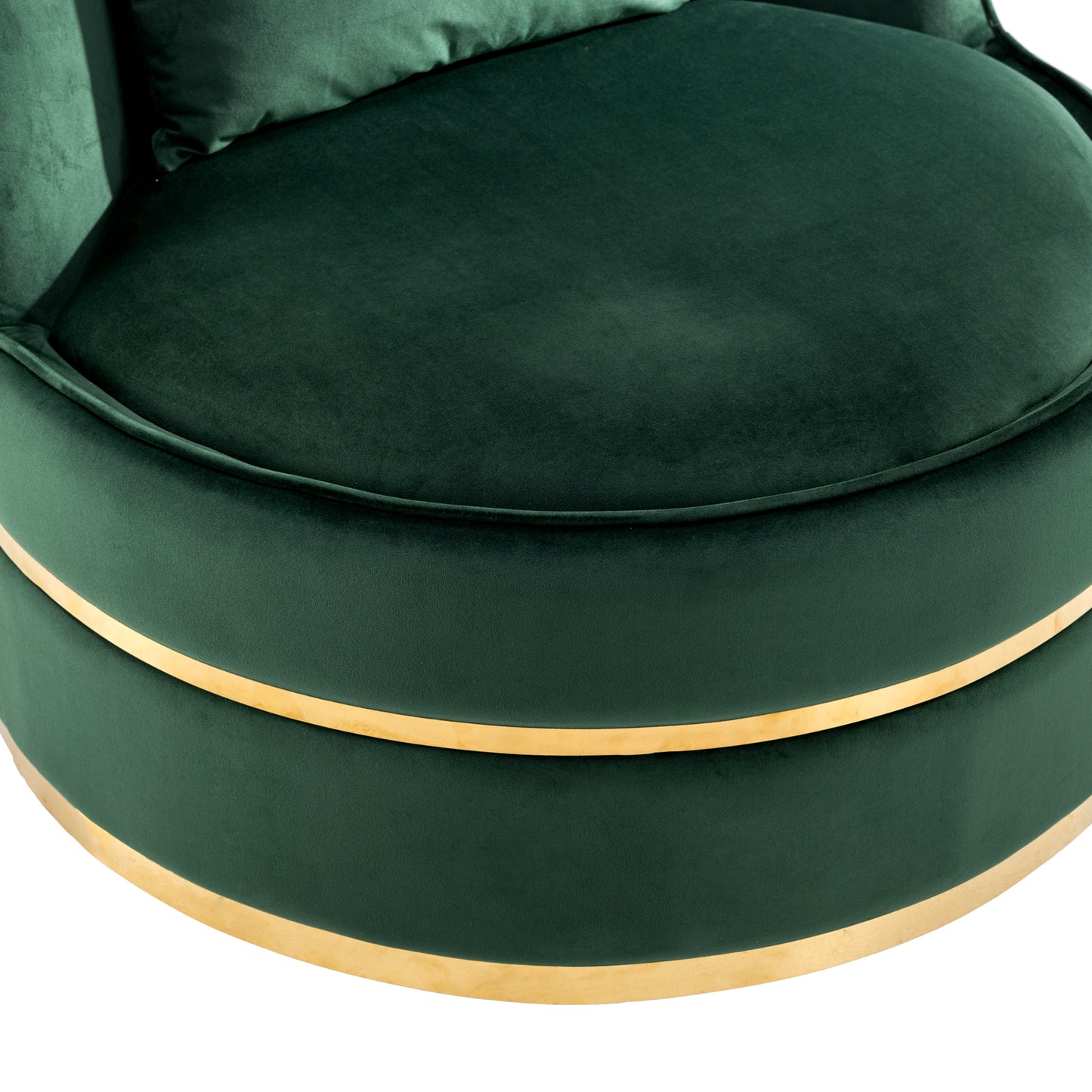 360 Degree Swivel Accent Chair Velvet Modern Upholstered Barrel Chair Over-Sized Soft Chair with Seat Cushion for Living Room, Bedroom, Office, Apartment, Green