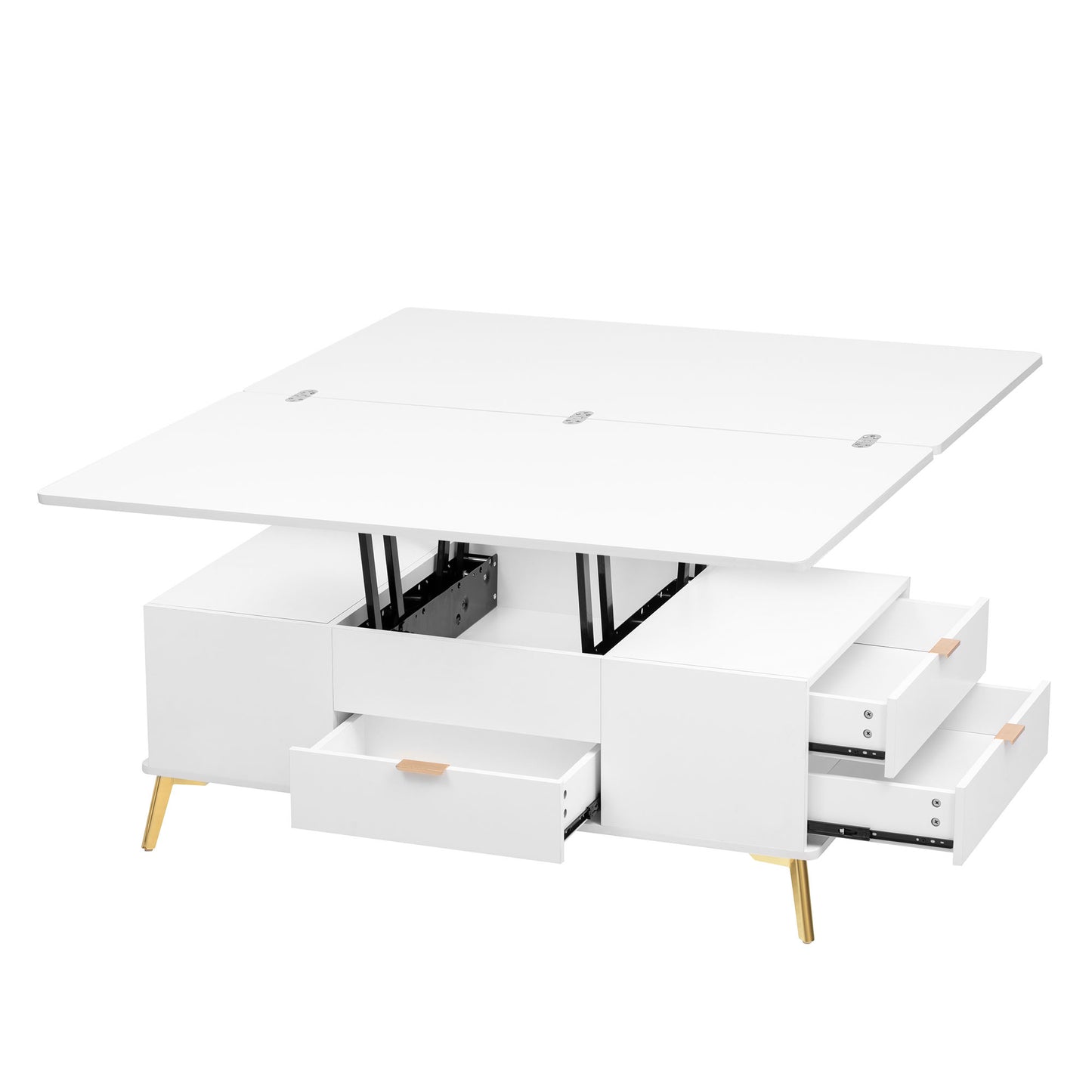 Modern Lift Top Coffee Table Multi Functional Table with Drawers in  White