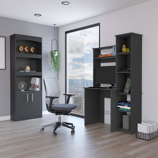 2 Piece Office Set, Bookcase + Desk, Black