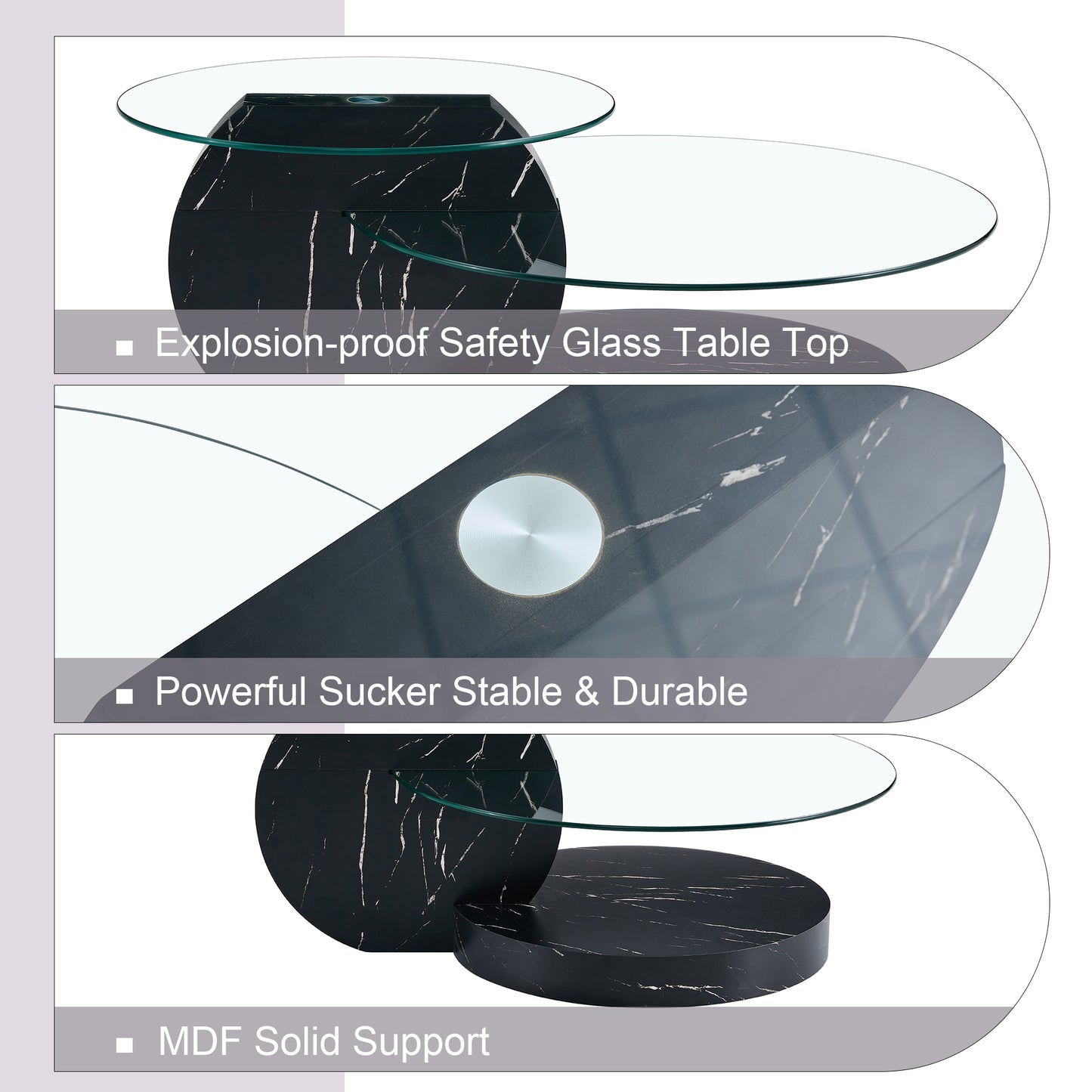 Contemporary Double-Deck Round Table - Functional Glass Top and MDF Legs, Suitable for Living Room