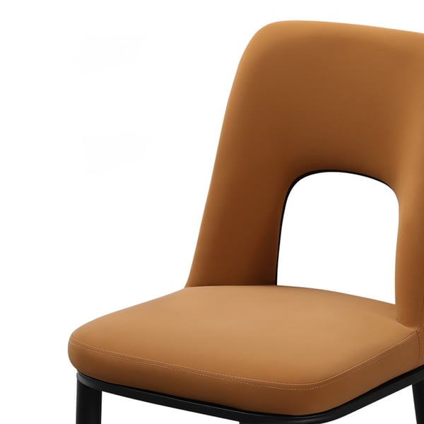 Chaise de salle à manger moderne orange, sans accoudoirs, dossier en boucle, en acier au carbone, noir (Ensemble de 2)